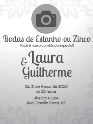 Convite Bodas de Estanho com Foto para Editar Online