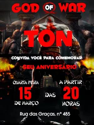 Convite Aniversário God of War para Editar Online