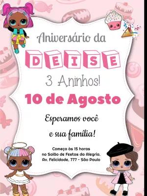 Convite de Aniversário LOL Surprise Editável para Imprimir