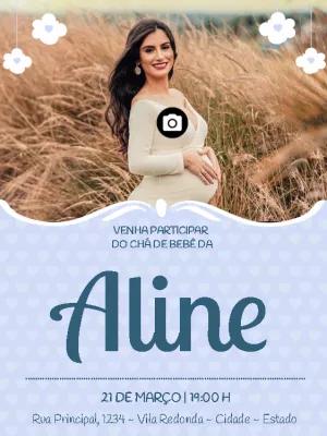 Convite de Chá de Bebê com Foto para Editar Online e Imprimir
