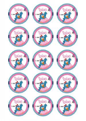 Tag de Aniversário Galinha Pintadinha para Editar Online