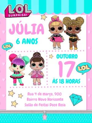 Convite de Aniversário LOL Surprise para Editar Online