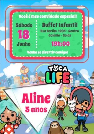 Convite de Aniversário Toca Life World para Editar