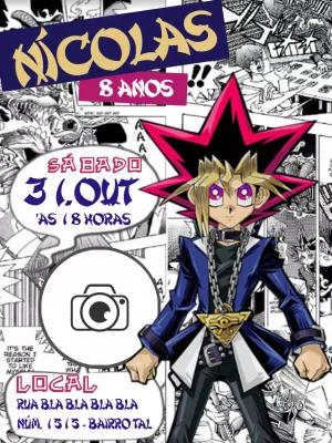 Convite de Aniversário Yu-Gi-Oh com Foto para Editar Online