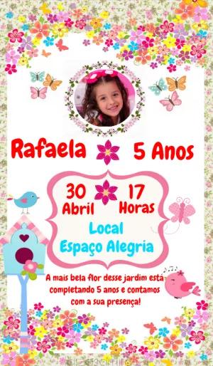 Convite Aniversário Jardim Encantado com Foto para Editar Online