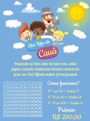 Convite Chá Rifa Mundo Bita com Personagens para Editar Online