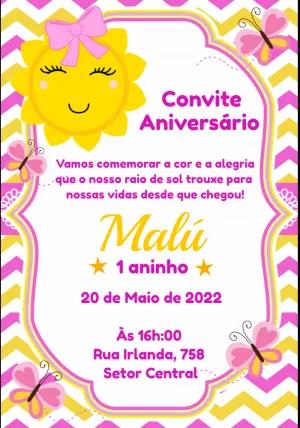 Convite Aniversário Solzinho Fofo para Editar Online