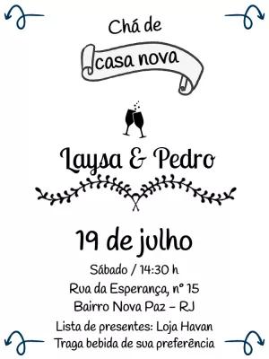 Convite Chá de Casa Nova Moderno para Editar e Enviar Online