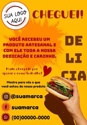 Cartão de Agradecimento Hamburgueria para Editar Online