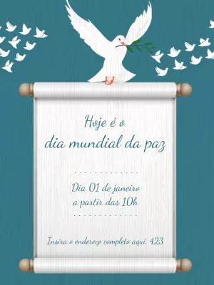Post Dia Mundial da Paz com Pomba Branca para Editar Online