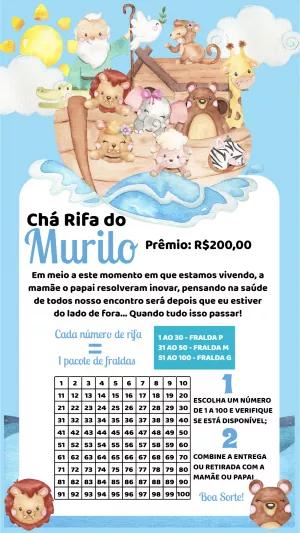 Convite Chá Rifa Arca de Noé com Animais para Editar Online