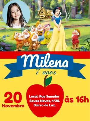 Convite Aniversário Branca de Neve com Foto para Editar Online