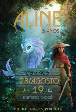 Convite de Aniversário Raya e o Último Dragão para Editar