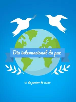 Post Dia da Paz com Pombas e Planeta Terra para Editar Online