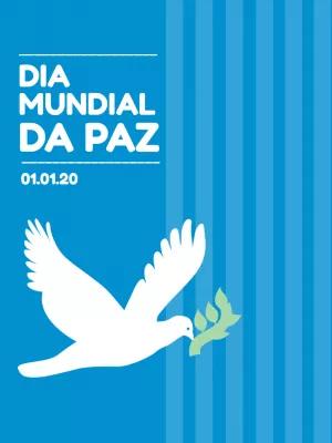 Post Dia Mundial da Paz com Pomba Branca para Editar Online