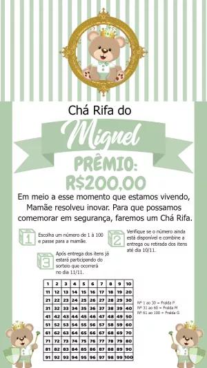 Convite Chá Rifa Ursinho Príncipe para Editar Online