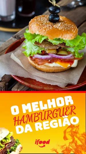 Post para Hamburgueria com Foto de Lanche para Editar Online