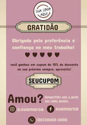 Cartão de Agradecimento com Cupom para Editar Online