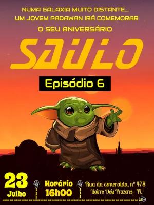 Convite Aniversário Baby Yoda Star Wars para Editar Online