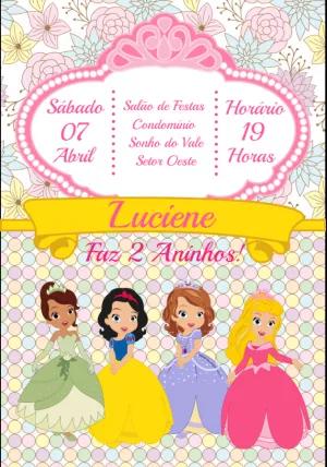 Convite Aniversário Princesas Disney para Editar Online