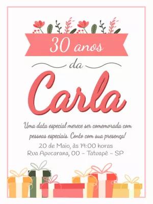 Convite de Aniversário Floral Delicado para Editar Online