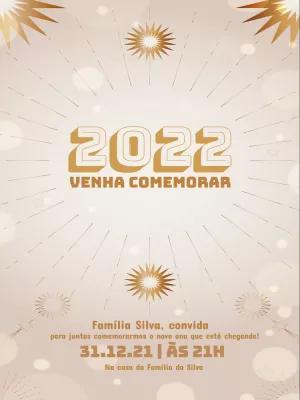 Convite de Réveillon Dourado Elegante para Editar Online