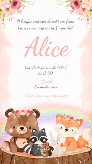 Convite de Aniversário Bosque Encantado para Editar Online