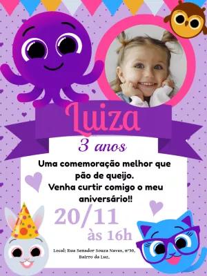Convite Aniversário Bolofofos com Foto para Editar Online