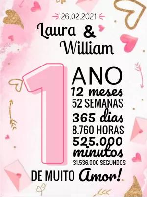 Cartão 1 Ano de Namoro com Foto para Editar Online