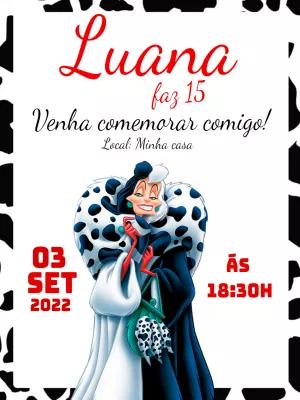 Convite de Aniversário Cruella Editável Online para Imprimir
