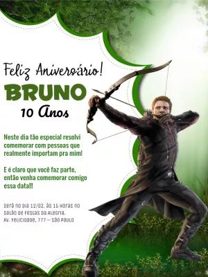 Convite de Aniversário Gavião Arqueiro para Editar Online