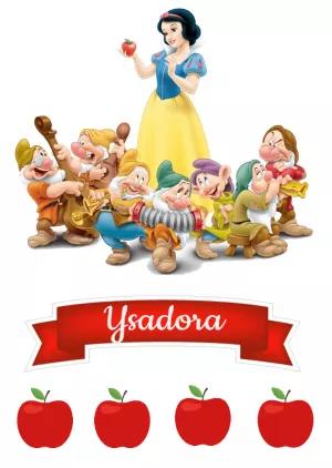 Topo de Bolo Branca de Neve para Aniversário Editável Online
