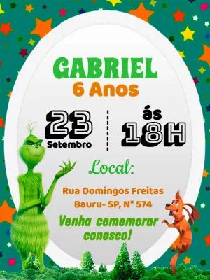 Convite Aniversário Grinch com Personagens para Editar Online