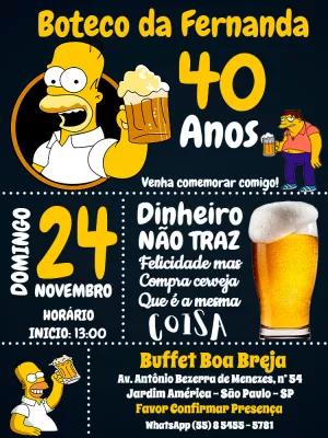 Convite de Aniversário Boteco Simpsons para Editar Online