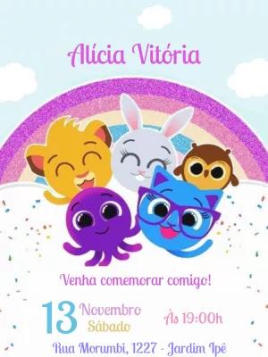 Convite de Aniversário Bolofofos para Editar Online