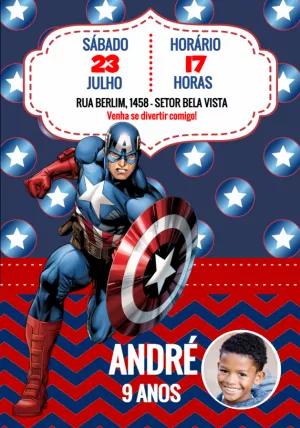 Convite de Aniversário Capitão América para Editar Online