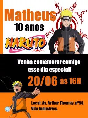 Convite de Aniversário Naruto com Personagens para Editar Online