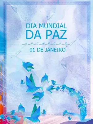 Post Editável Dia da Paz com Pombas de Origami para Celebrar