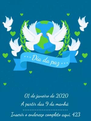 Post Dia da Paz com Pombas e Planeta Terra para Editar Online