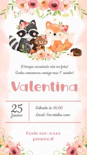 Convite Aniversário Bosque Encantado com Animais para Editar