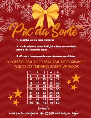 Rifa Pix da Sorte de Natal com Tabela de Números para Editar