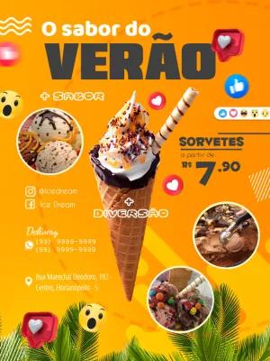 Cartaz de Sorveteria Sabor de Verão para Editar Online