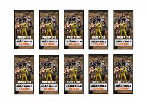 Adesivo Aniversário Free Fire com Personagens para Editar Online