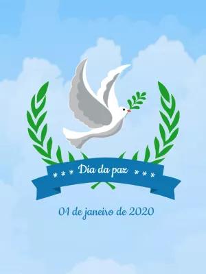 Cartão Dia da Paz com Pomba Branca para Editar Online