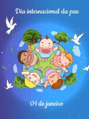 Post Dia da Paz com Crianças no Planeta para Editar Online