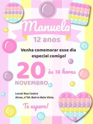 Convite de Aniversário Tema Pop It para Editar Online