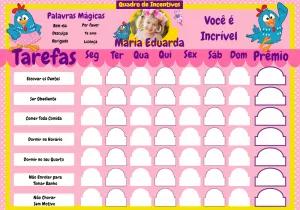 Quadro de Incentivos Galinha Pintadinha para Editar Online