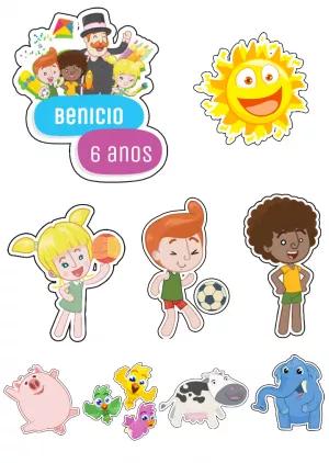 Topo de Bolo Mundo Bita com Personagens para Editar Online