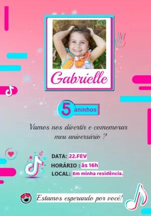 Convite de Aniversário Tik Tok com Foto para Editar Online