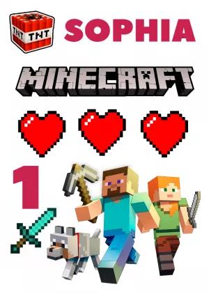 Topo de Bolo Minecraft Personalizado para Editar e Imprimir